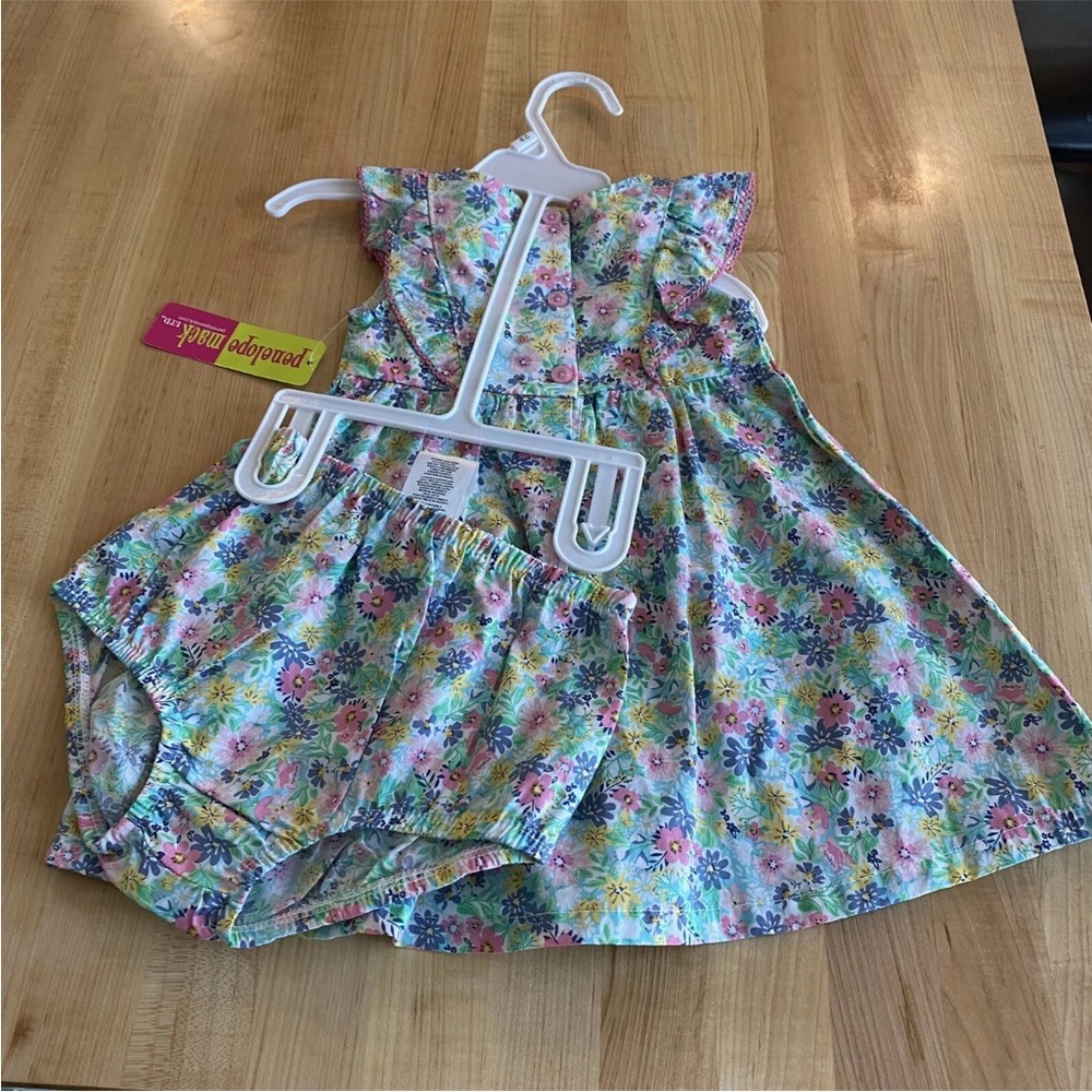 Penelope Mack Blue and Pink Smocked Sundress with Flutter Sleeves - Picture 3 of 5